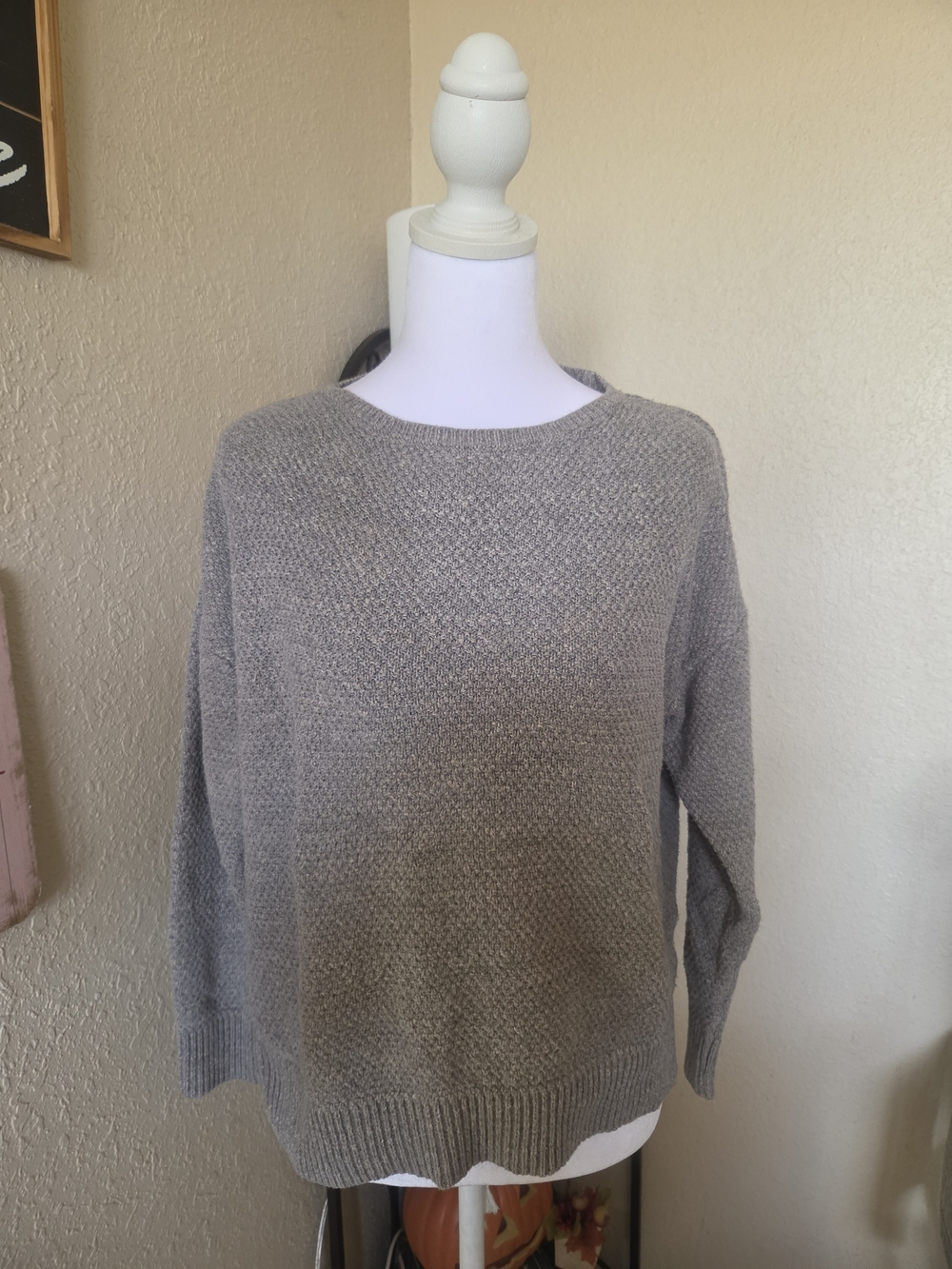Lauren Ralph Lauren Light Gray Textured Crewneck Sweater